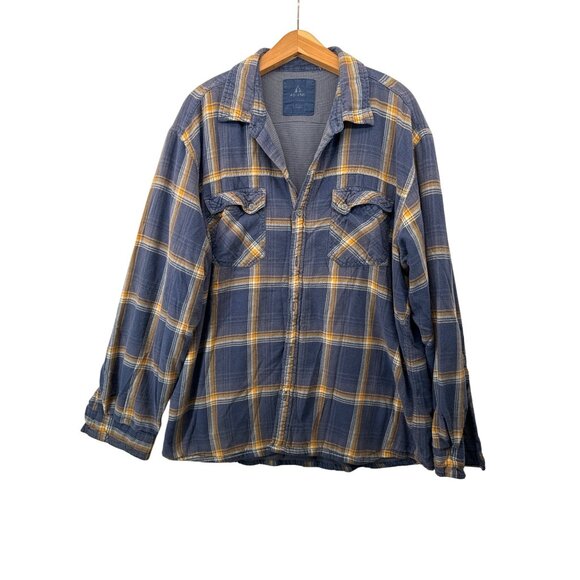 Ascend Mens Flannel Shirt Sz XL? Navy Plaid Lined Thermal Heavywt Rugged Outdoor - Picture 1 of 10